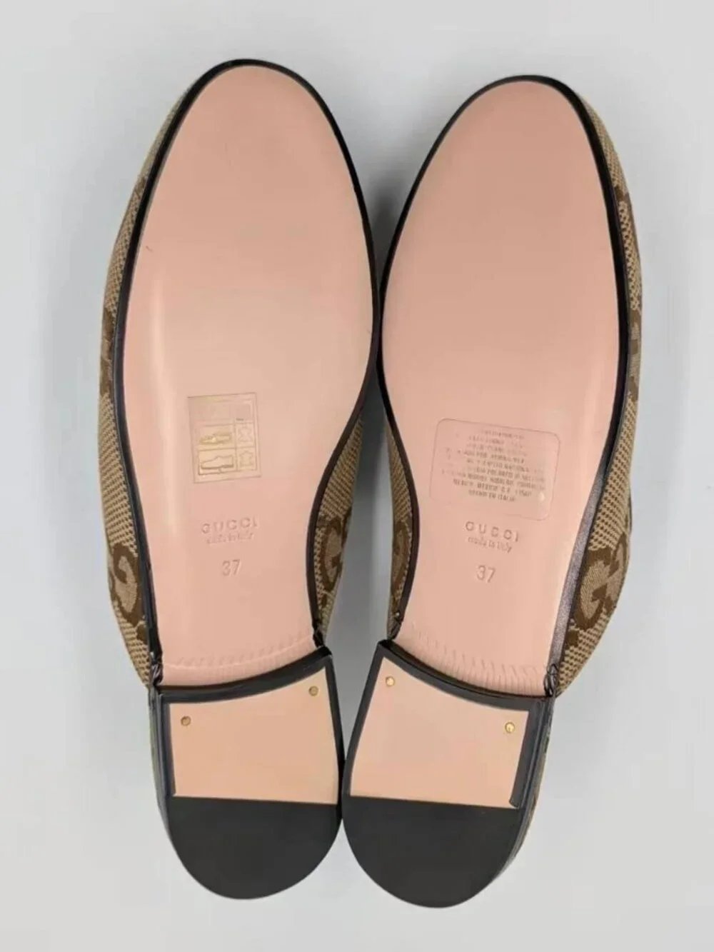 Gucci Monogram Jumbo GG Malaga Princetown Slippers Camel Ebony Beige EU37 475094 - Picture 7 of 13